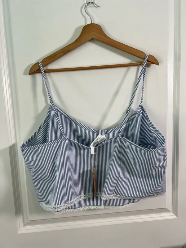 NWT Skims Cotton Poplin Sleep Tank Blue White Coastal Size XL - Image 6