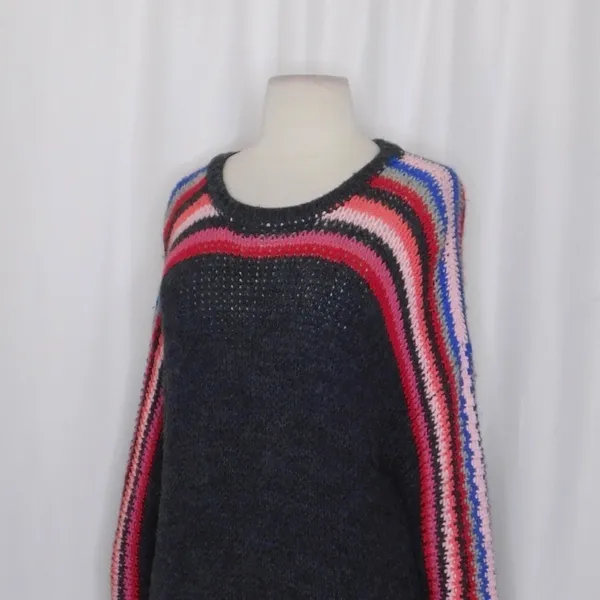 XIRENA Teton Aprés Ski Sweater Alpaca Gray Colorful Stripes Sporty Apres X-Small - Image 7