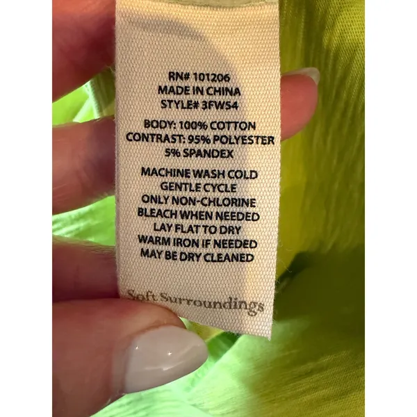 Soft Surroundings Shirt Dress Womens Medium Petite Green Artsy Boho Neon‎ Knit - Image 11
