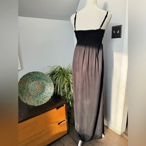1. State Black Maxi Dress Spaghetti Straps Empire‎ Waist Cream Crochet Trim size XS Beach - Image 5