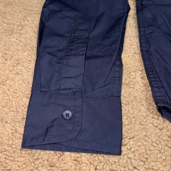 Quince Organic Cotton Poplin Long Sleeve Shirt Button Down Navy Blue XS - Image 4