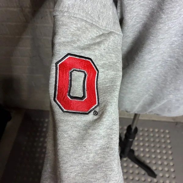 Bend Ohio State Buckeyes Gray Cowl Neck Hoodie Women Large Block O Zip Pocket - Image 5