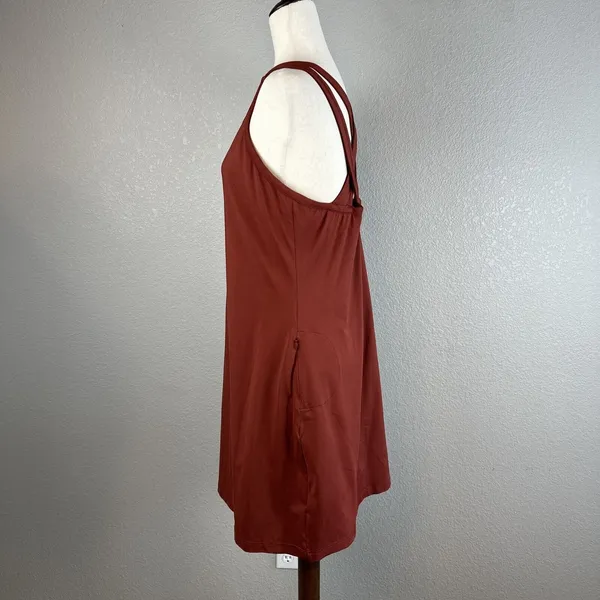 Title Nine Cirque De La Vie‎ Dress Built in Bra Size L Solid Fired Brick Red - Image 3