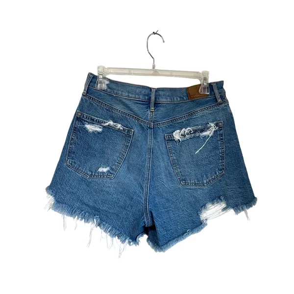 American Eagle‎ Distressed Denim Cutoff Shorts Sz 10 High Rise Frayed Hem Summer - Image 2