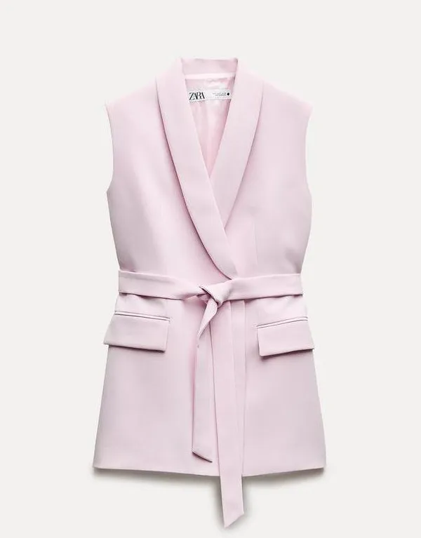 NWT Pink ZW COLLECTION TIED BELTED VEST. Size Medium - Image 13