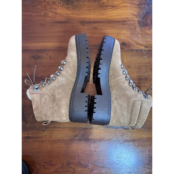 Marc Fisher Ltd Nairy Faux Fur Trim Hiking Boots Brown Women'S Size 9 New - Image 4