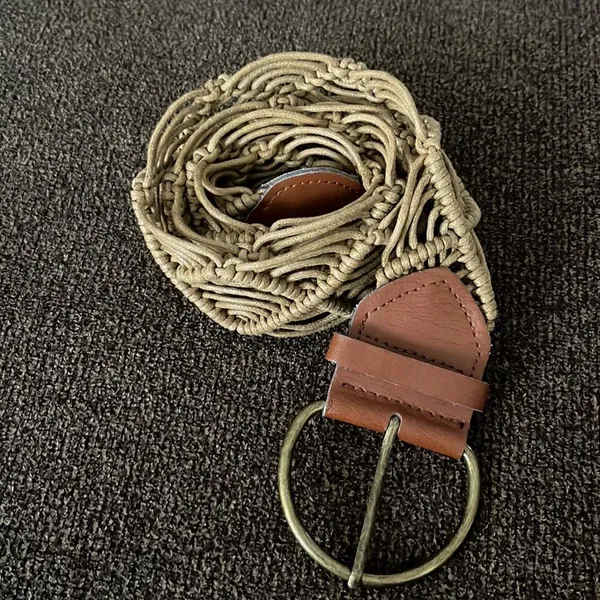 PINK - Victoria's Secret Macrame Corded Belt with Leather Inspired Belt Ends and Brass Buckle - Image 9