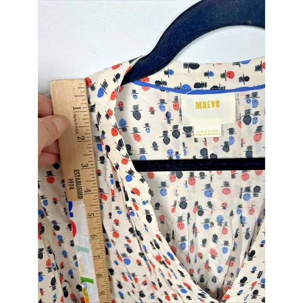 Maeve Anthropologie 12 Womens Top Lightweight Long Sleeve Button V-Neck Tab‎ - Image 10