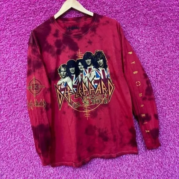 Def Leppard Pyromania 83' tour long sleeve tiedye tshirt size large - Image 3