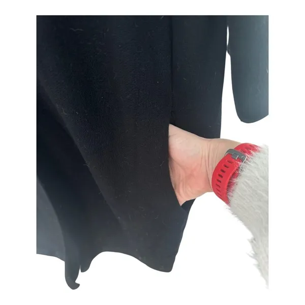 Zara Black Oversized Coat Faux Fur Collar Wool Blend Winter Coat Women M - Image 4