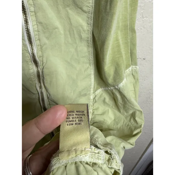 XCVI Imogen Dress Green Cotton Zip Front Ruched Knee Length size L Boho - Image 8