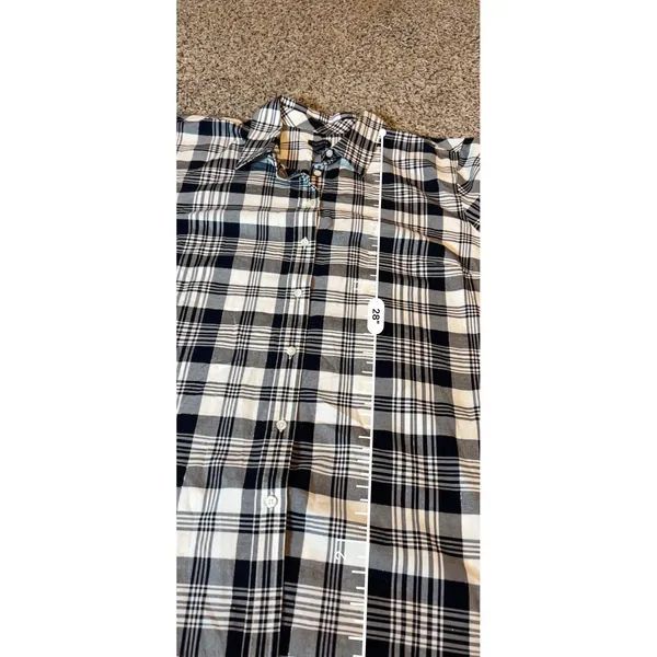 Talbots Women XL Black White Plaid Metallic Button Down Shirt Long Sleeve Cotton - Image 5