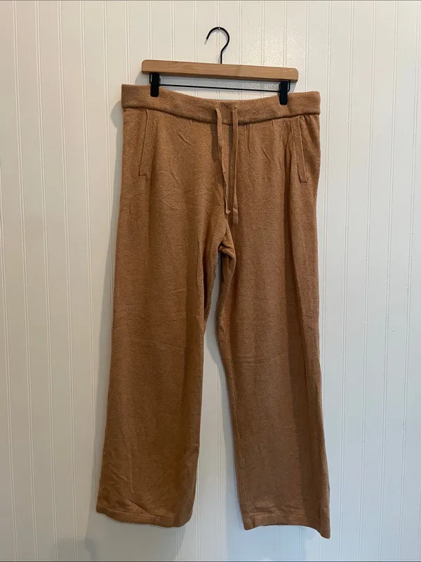GAP Softest Sweater Sweats Pants Pull On Wide Leg in Camel Tan Size L - Image 2