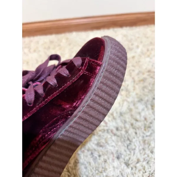 Puma x Fenty Size 6 Rihanna Burgundy Red Velvet Creeper Platform Sneakers - Image 8