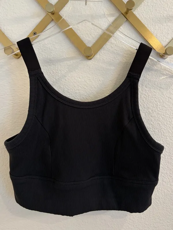 Offline By aerie Black Ribbed Sports Bra Large - Image 4