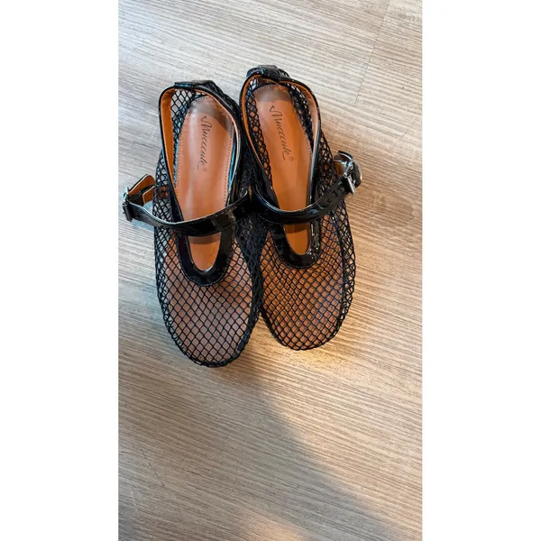 Mucccute Black Mesh Mary Jane Flats Patent Trim Buckle Strap Shoes Size 6 - Image 4