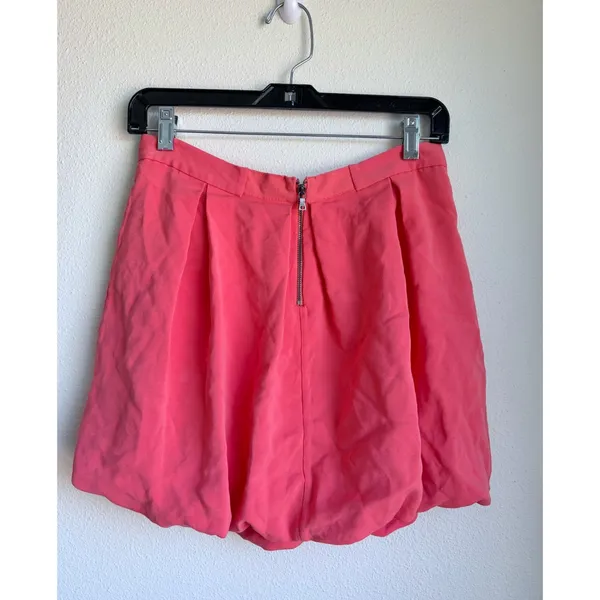 ALICE + OLIVIA Pleated Bubble Hem Coral Salmon Pink Mini Skirt Womens 8 - Image 3