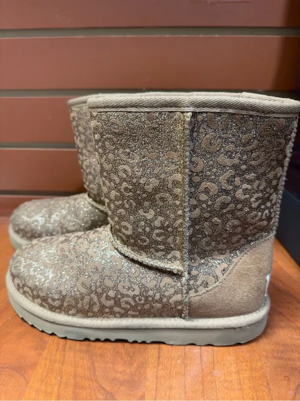 UGG Leopard-Pattern Suede Mid-Calf Boots in Beige - Image 6