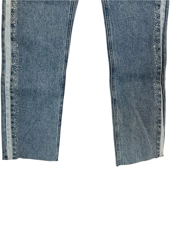 KanCan NWT Evelyn Mid Rise Slim Straight Leg Rhinestone Side Stripe Size 1/24 - Image 3