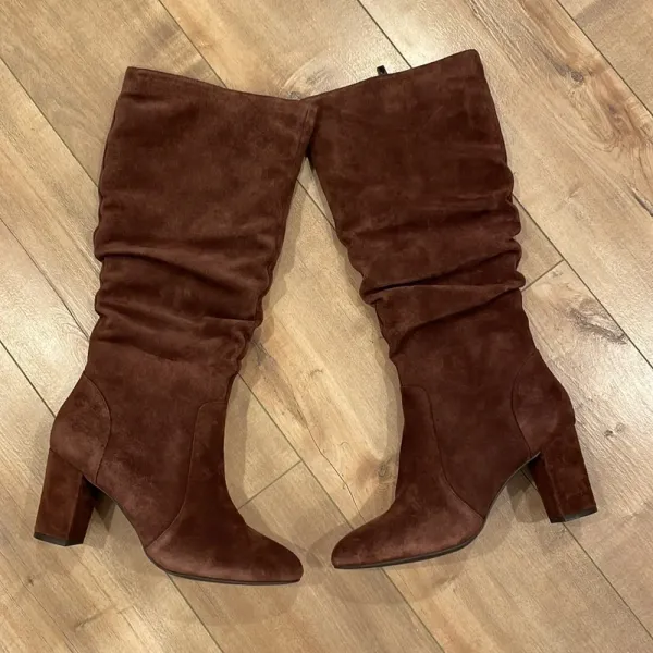 H BY HALSTON Sarah Boots Brown Suede Leather Knee High Sz 9.5 - Image 3