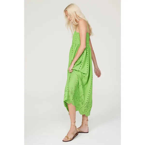 Slate & Willow Green Eyelet Sleeveless Square Neck Empire Midi Dress Size XS - Image 2