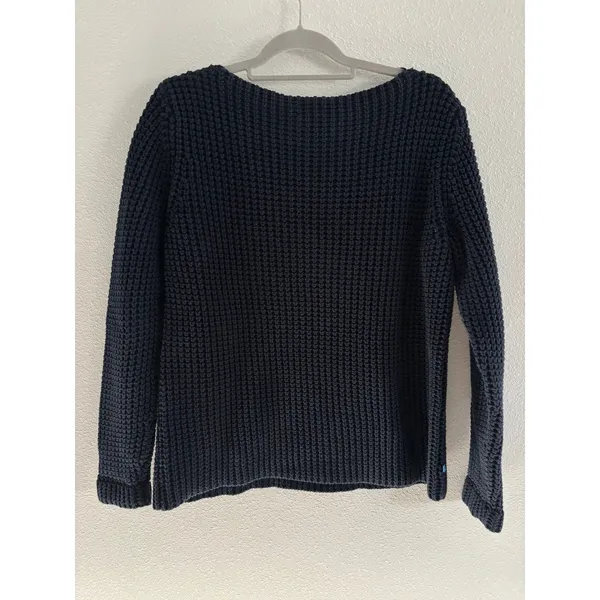 Lauren Ralph Lauren Chunky Knit Sweater Women Medium Blue Cotton Nautical Preppy - Image 2