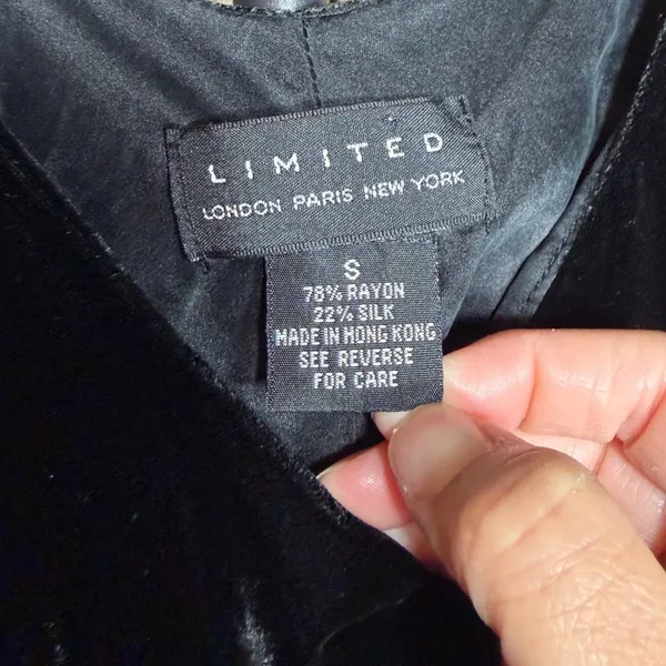 The Limited Vintage Black Silk Blend Velvet Sleeveless‎ Scoop Neck Midi Dress S - Image 4