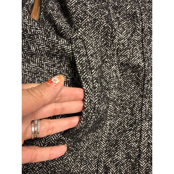 London Fog Womens Black White Herringbone‎ Button Front Pea Coat Jacket Size M - Image 2