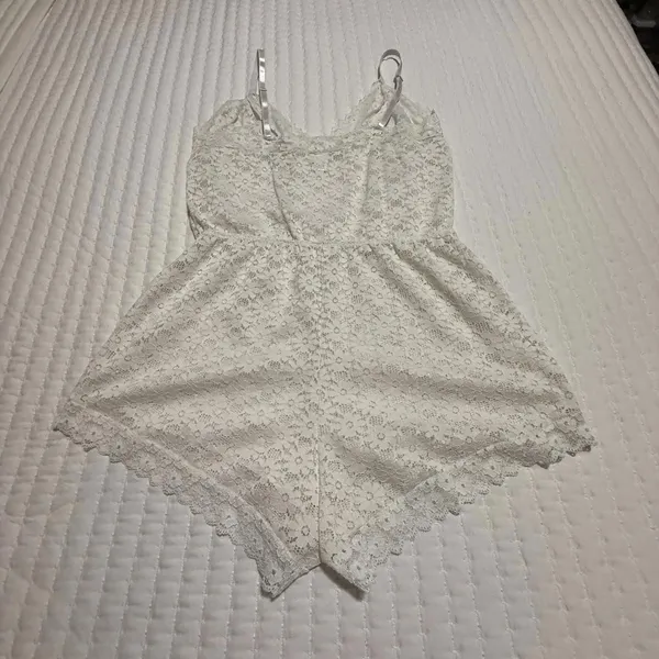Frederick’s Of Hollywood White Floral Lace Romper Lingerie Sz L Large - Image 8