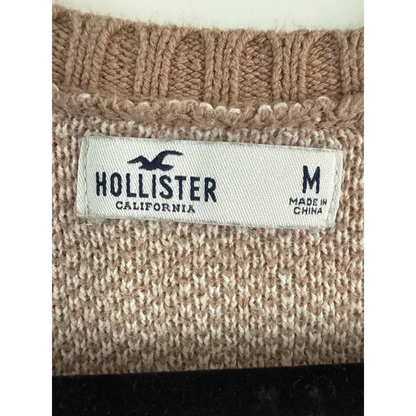 Hollister Tan Plaid Cropped Cardigan Button Front Knit Sweater Medium - Image 5