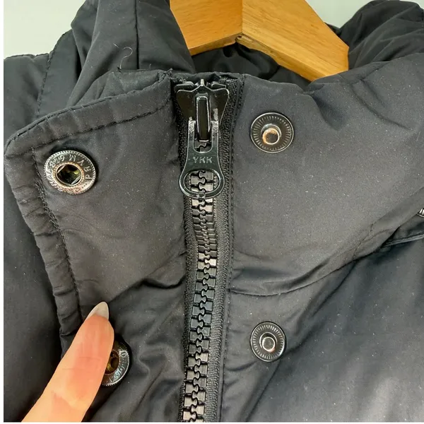 Lands' End Long Goose Down Quilted Puffer Winter Coat Black Women's Size Small - Image 4