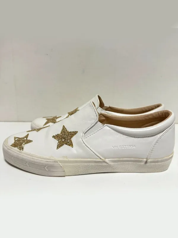 *RARE* VH EST 1954 Vintage Havana White Leather Gold Star Perforated Sneakers - Image 3