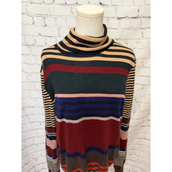 Paisley & Gray Retro Striped Wool-Blend Turtleneck Sweater Size Large - Image 2