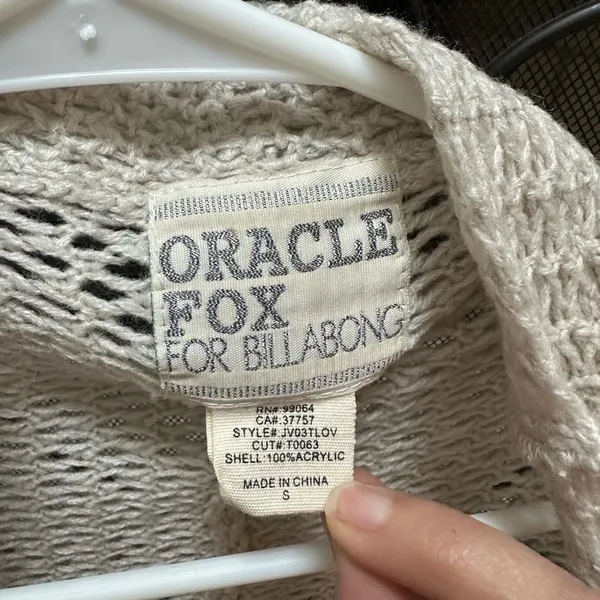 Fringe Cardigan Sweater Oracle Fox for Billabong Size Small jacket duster - Image 3