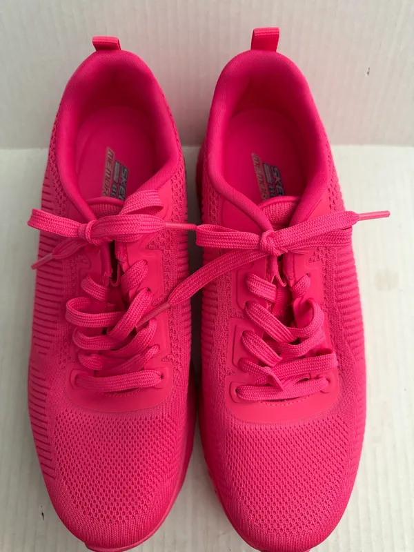 BOBS from Skechers Chaos Hot Pink Knit Lace-Up Sneakers - Image 3