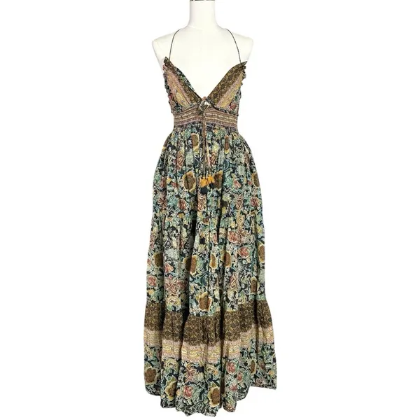 Free People Bohemian Gypsy Beachy Real Love Maxi Dress Twilight Combo Medium - Image 12