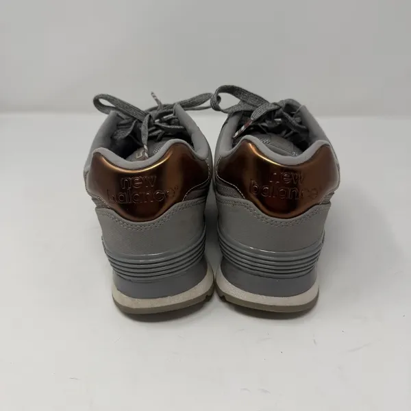 New Balance 574 Sneaker Grey Copper Metallic Women Size 7.5 - Image 4