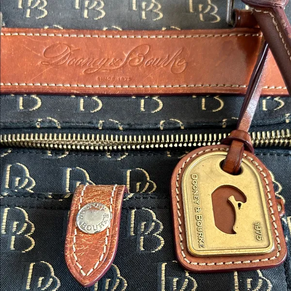 Dooney & Bourke Black and Brown Logo Satchel - Image 2