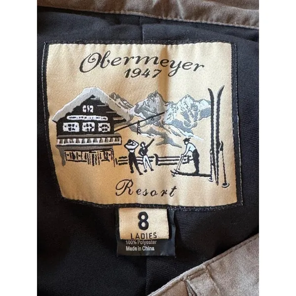 Obermeyer‎ Vintage Ski Pants Women 8 Brown Olive Faux Suede Cortina Gorpcore - Image 9