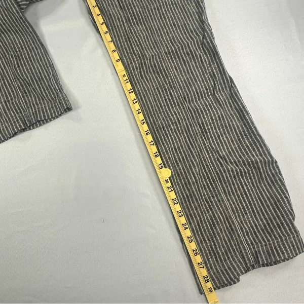 Sundance Linen Blend Pants Womens 2 Beige Black Striped Wide Leg Trousers - Image 10