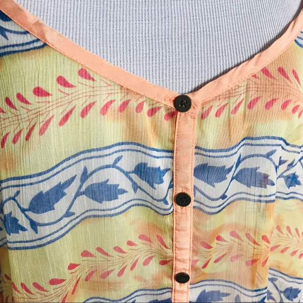 Free People Strappy Boho Summer Festival Tank Top Size Small Yellow Orange Blue - Image 6