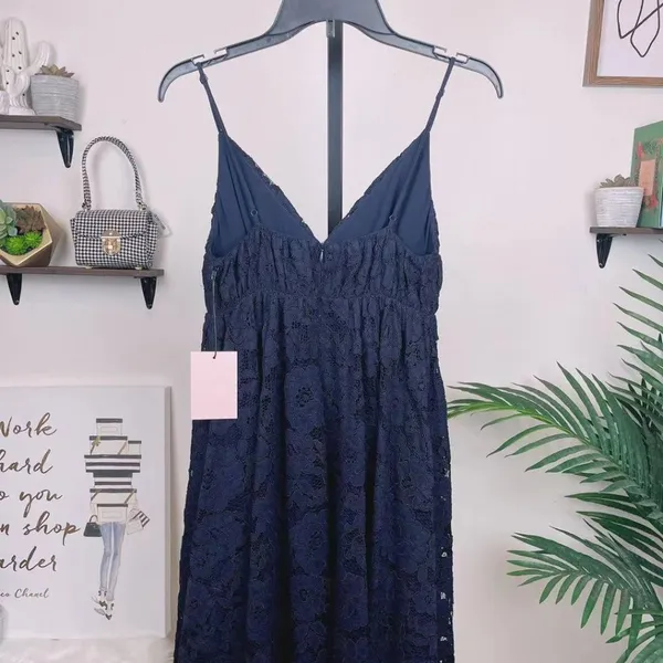 Fame and Partners The Isabeau Lace Midi Dress Navy Size 2 - Image 5