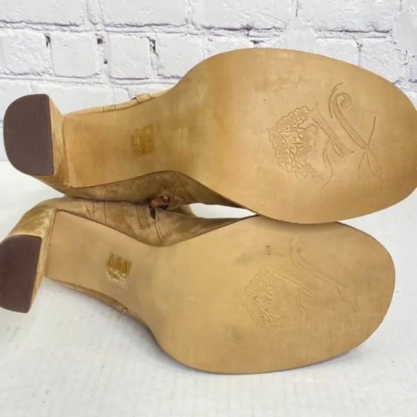Free People Cecile Ankle Boots Suede Lace Up Side Block‎ Heel Tan Camel Size 41 - Image 8