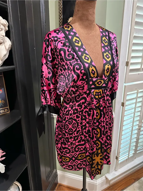 Hale Bob Silk Bohemian Tunic Dress – Size Small - Image 3