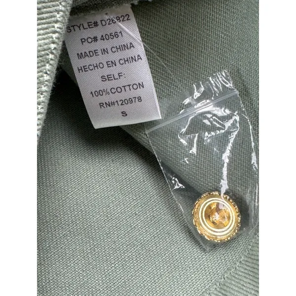 Entro Sage‎ Green Utility Shift Dress Gold Buttons Pockets Small NWT - Image 7