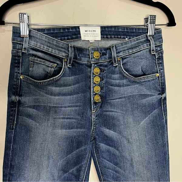 McGuire Gainsbourg Exposed Button Fly Raw‎ Gem Crop Denim Jeans - Image 4