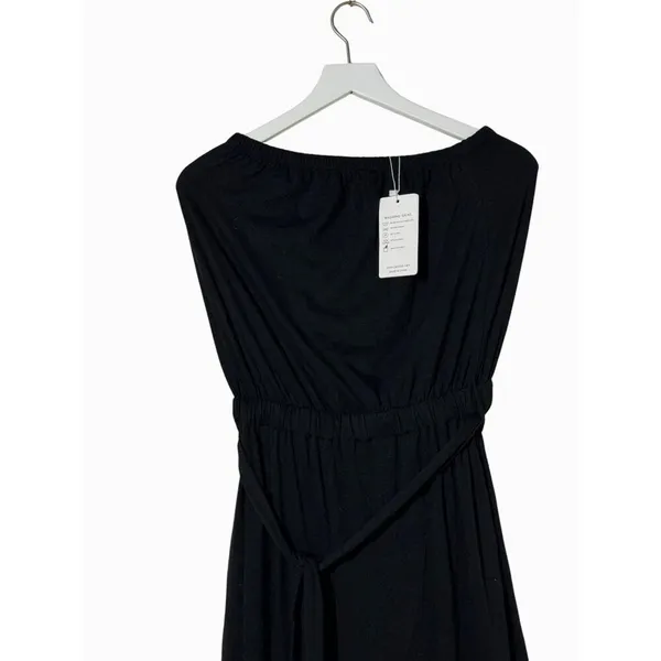 Zesica Strapless Jumpsuit Black Wide Leg Belted Romper Medium NWT - Image 5