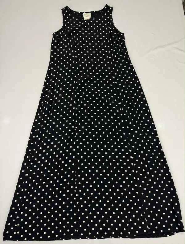 TR Bentley Vintage 90s Black & White Polka Dot Sleeveless Maxi Dress - Image 8