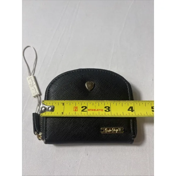 Charlie Paige Black Zip Around Heart Logo‎ Coin Change Purse NWOT READ - Image 4
