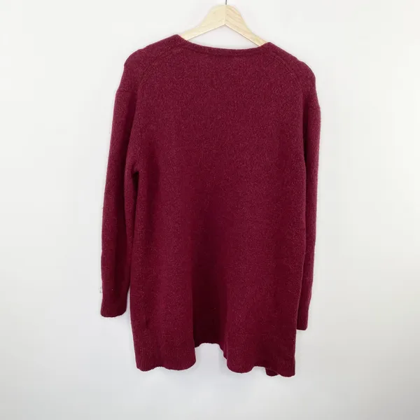 Madewell Kent Cardigan Sweater Burgundy Merino Wool Alpaca Blend Small E0185‎ - Image 2